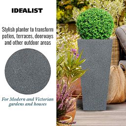 IDEALIST Lite Textured Concrete Effect Tall Tapered Outdoor Planter