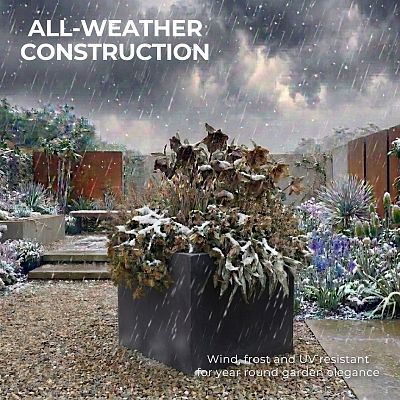 IDEALIST Lite Square Box Contemporary Light Concrete Planter Set