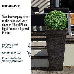 IDEALIST Lite Ribbed Light Concrete Tapered Planter