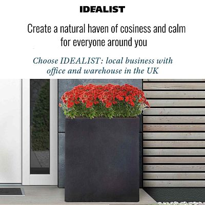 IDEALIST Lite Narrow Contemporary Light Concrete Trough Planter