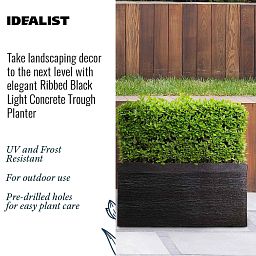 IDEALIST Lite Ribbed Light Concrete Trough Planter