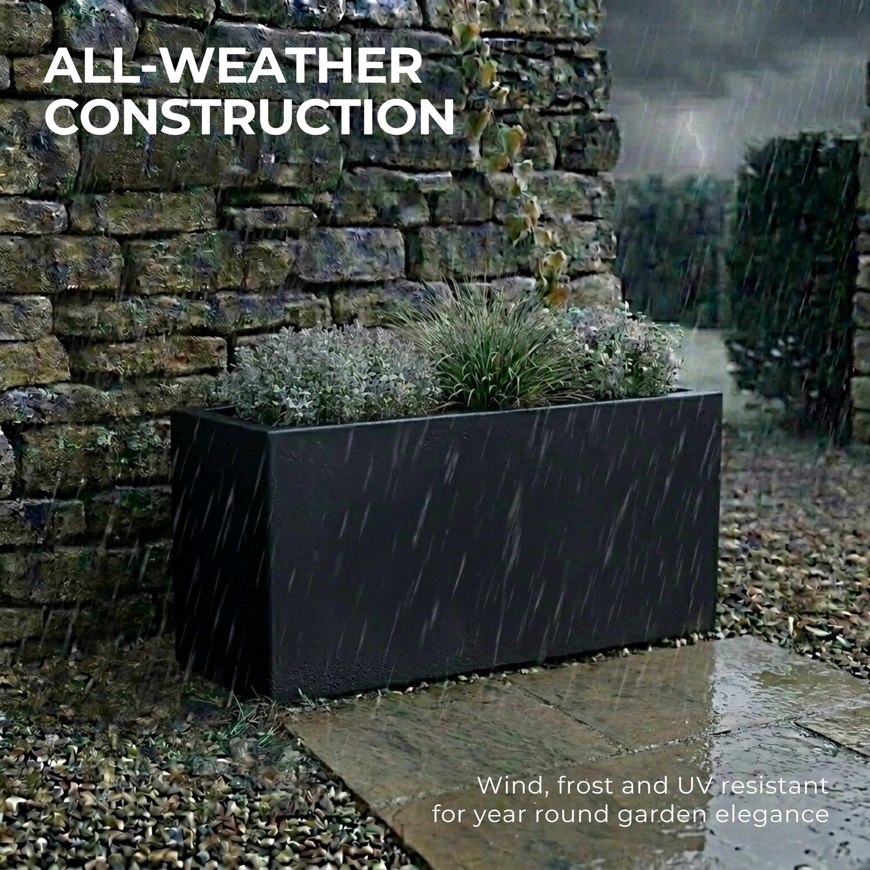 IDEALIST Lite Contemporary Light Concrete High Trough Planter