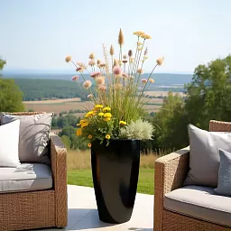 Ceramic Round Tall Glossy Planter Pot In/Out