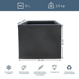 IDEALIST Lite Vertical Ribbed Vintage Style Square Planter