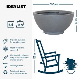 IDEALIST Lite Dish Style Smooth Bowl Outdoor Planter