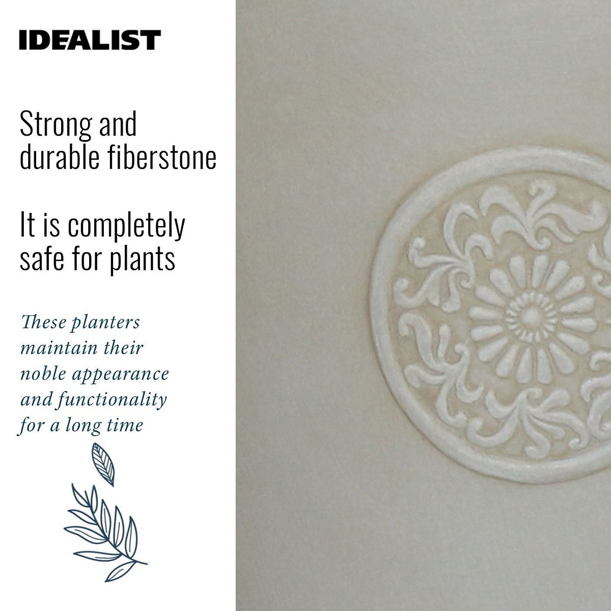 IDEALIST Lite Rustic Style Rolled Rim Wide Vase Outdoor Planter