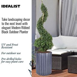 IDEALIST Lite Modern Ribbed Cylinder Round Outdoor Planter