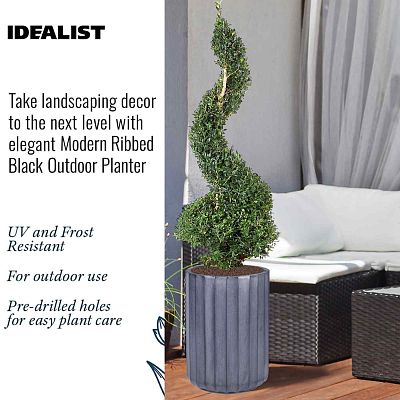 IDEALIST Lite Modern Ribbed Cylinder Round Outdoor Planter