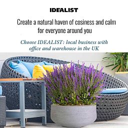 IDEALIST Lite Ribbed Light Concrete Bowl Planter