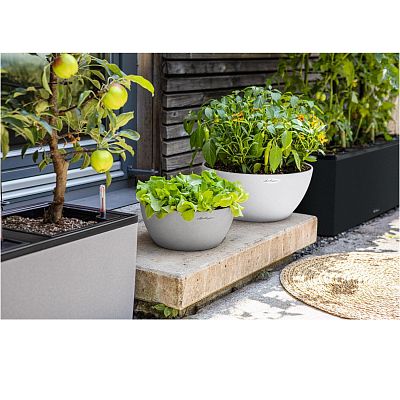 LECHUZA CUBETO COLOR Round Stone Look Poly Resin Self-watering Planter