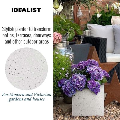 IDEALIST Lite Square Box Contemporary Marble Light Concrete Planter
