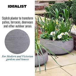 IDEALIST Lite Ribbed Light Concrete Bowl Planter
