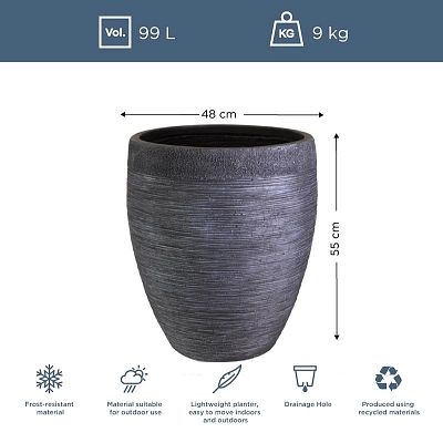 IDEALIST Lite Ribbed Light Concrete Vase Planter