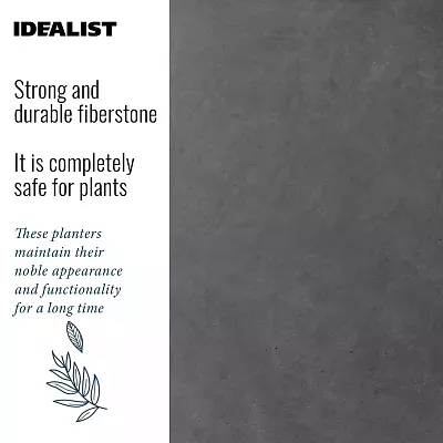 IDEALIST Lite Contemporary Light Concrete High Trough Planter Set