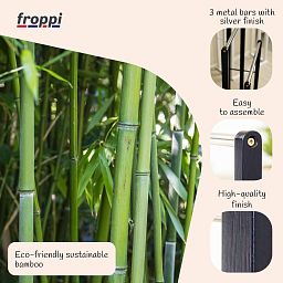 Froppi Bamboo Free Standing Towel Rack, Wooden Towel Holder and Ladder with 3 Bars