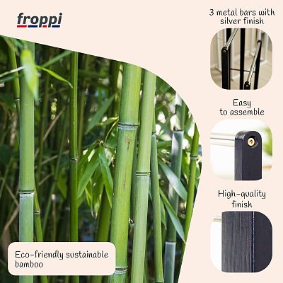 Froppi Bamboo Free Standing Towel Rack, Wooden Towel Holder and Ladder with 3 Bars