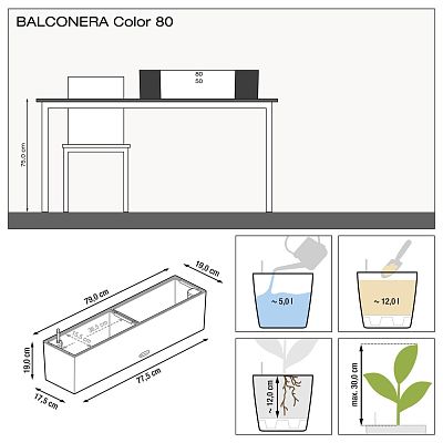 LECHUZA BALCONERA Color Trough Poly Resin Self-watering Planter