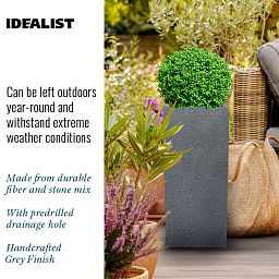 IDEALIST Lite Textured Concrete Effect Tall Square Outdoor Planter