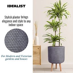 IDEALIST Lite Honeycomb Style Cylinder Planter on Legs, Round Pot Plant Stand Indoor
