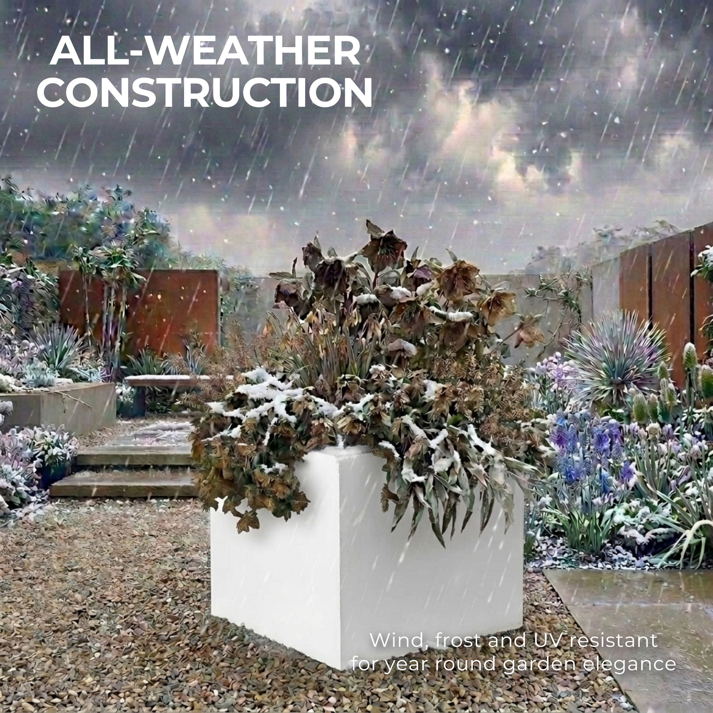 IDEALIST Lite Square Box Contemporary Light Concrete Planter