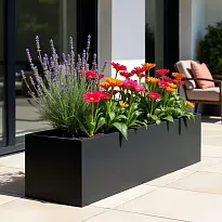 AXIS 120cm Large Trough, Black Grey Rectangular Fiberglass Planter for...