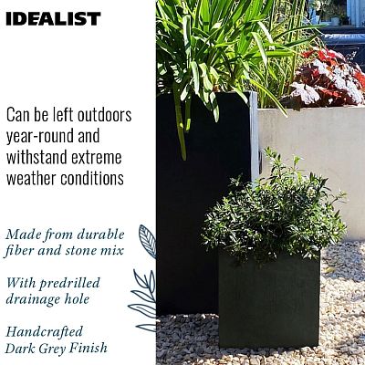 IDEALIST Lite Square Box Contemporary Light Concrete Planter