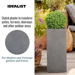 IDEALIST Lite Tall Square Contemporary Light Concrete Planter