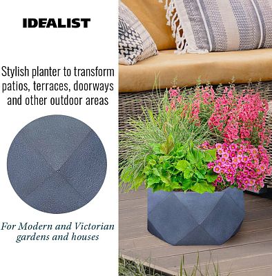 IDEALIST Lite Faceted Effect Bowl Planter Indoor Plant Pot