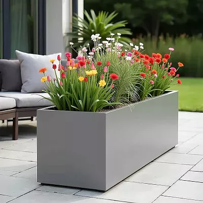 IDEALIST Lite Contemporary Light Concrete Trough Planter