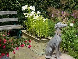 Botanical Fiberglass Trough Bronzage Planter Pot In/Out