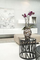 Shell Orchid Round Tall Polystone Indoor Planter