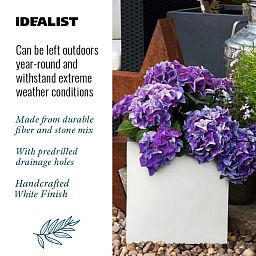 IDEALIST Lite Square Box Contemporary Light Concrete Planter