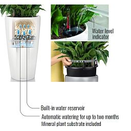 LECHUZA Rondo Round Tall Poly Resin Self-watering Planter