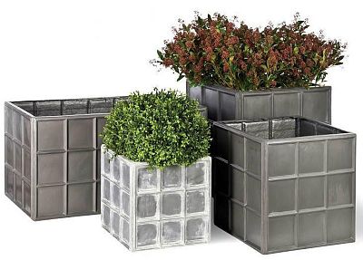 Downing St. Fiberglass Square Faux Lead Planter Pot In/Out