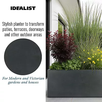 IDEALIST Lite Contemporary Light Concrete Trough Planter