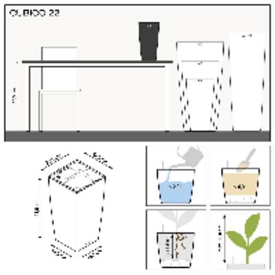 LECHUZA CUBICO Square Tall Poly Resin Self-watering Planter