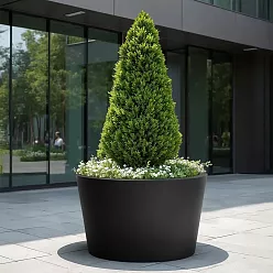 HALO Tapered Round Outdoor Fiberglass Planter