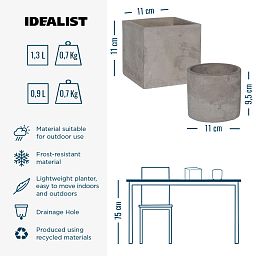 Lukas + Grace Concrete 4 Planters Set by Idealist Premium