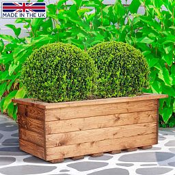 Rustic Scandinavian Redwood Trough Outdoor Planter Made in UK by HORTICO
