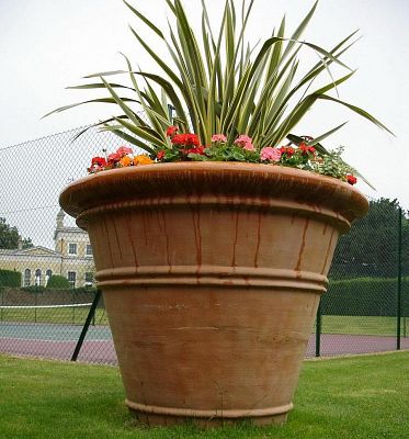Large Pot Fiberglass Round Tall Terracotta Planter In/Out