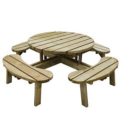 Outdoor Wooden Round Picnic Table by Forest Garden