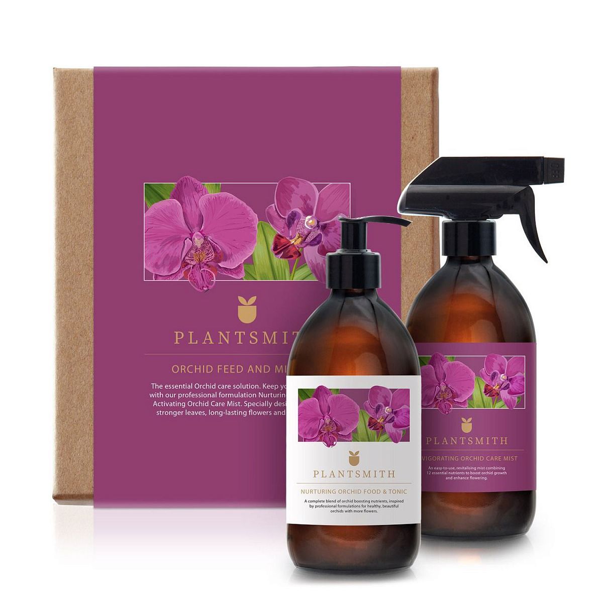 Orchid Care Feed and Mist Gift Plant Care Kit, Gift Set Fertiliser by Plantsmith