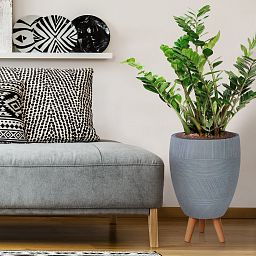 IDEALIST Lite Striped Egg Planter on Legs, Round Pot Plant Stand Indoor