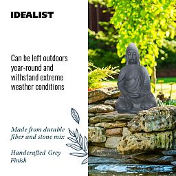 IDEALIST Lite Sitting in Meditation Buddha Grey Indoor and Outdoor Statue L35.5 W26.5 H50.5 cm
