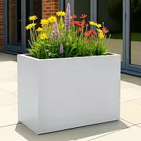 IDEALIST Lite Narrow Contemporary Light Concrete White Trough Planter ...