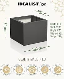 PURE Low Cube Outdoor Fiberglass Planter