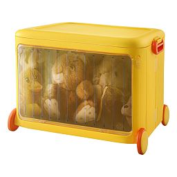 Froppi Stackable Plastic Kids Toy Storage Box with Lid, Transparent Door and Wheels