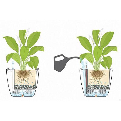 LECHUZA Quadro LS Square Poly Resin Self-watering Planter Set