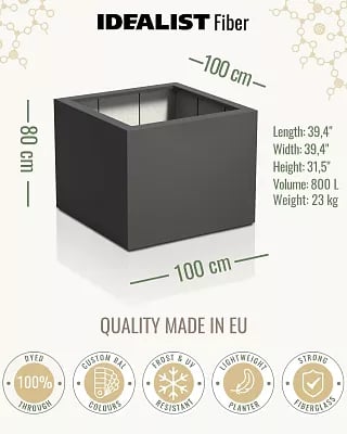 PURE Low Cube Outdoor Fiberglass Planter