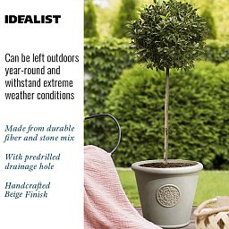 IDEALIST Lite Rustic Style Rolled Rim Wide Vase Outdoor Planter